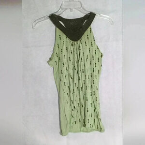 Yak N Yeti Crochet collar tank top Green sz S